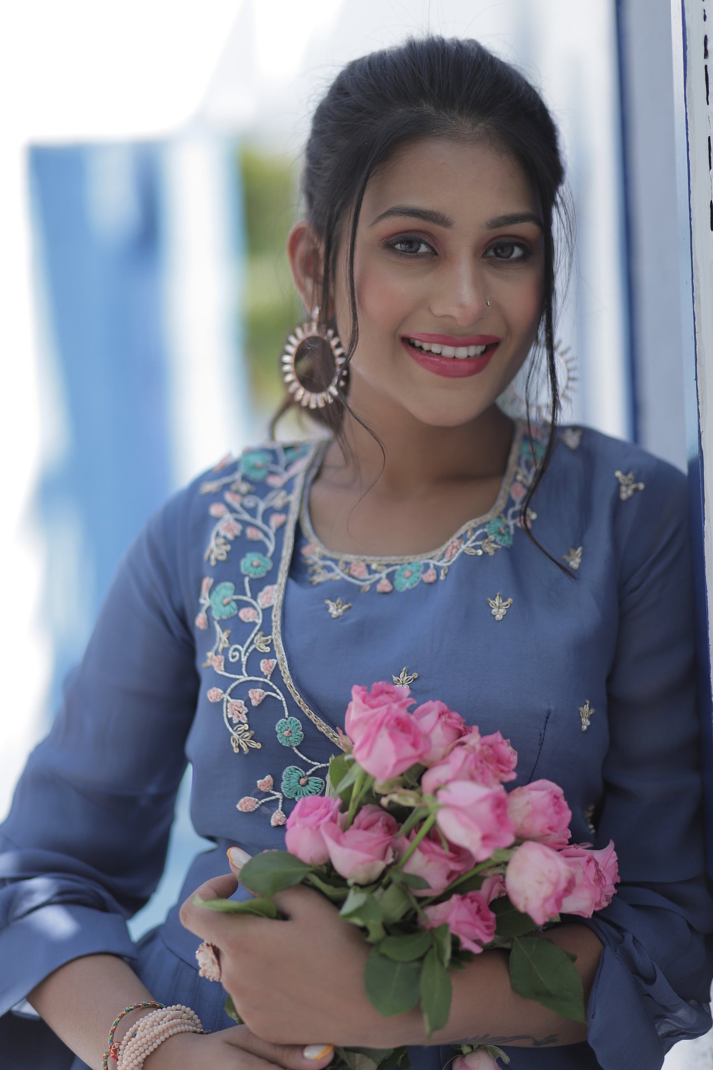 Pleated Angarakha Style Palazzo Set