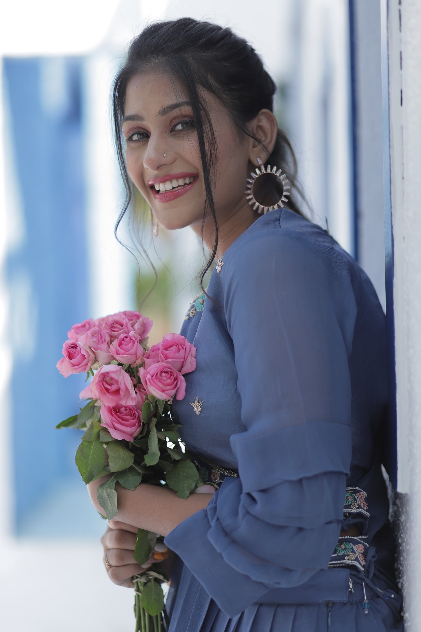 Pleated Angarakha Style Palazzo Set