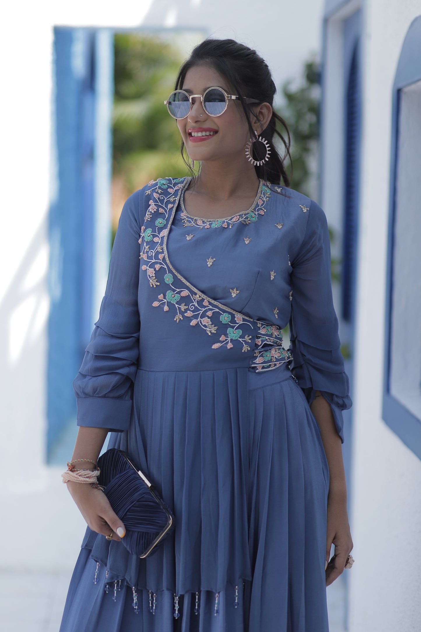 Pleated Angarakha Style Palazzo Set
