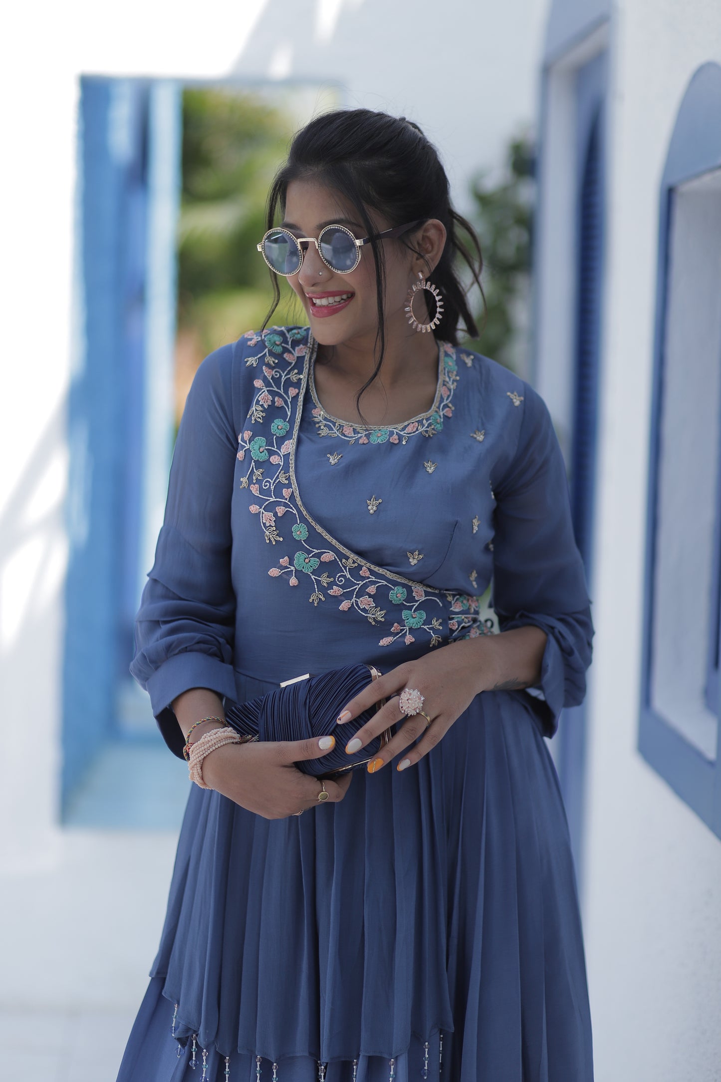 Pleated Angarakha Style Palazzo Set