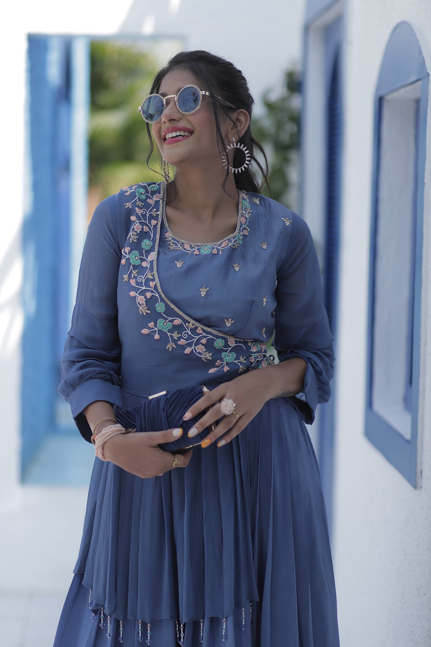 Pleated Angarakha Style Palazzo Set