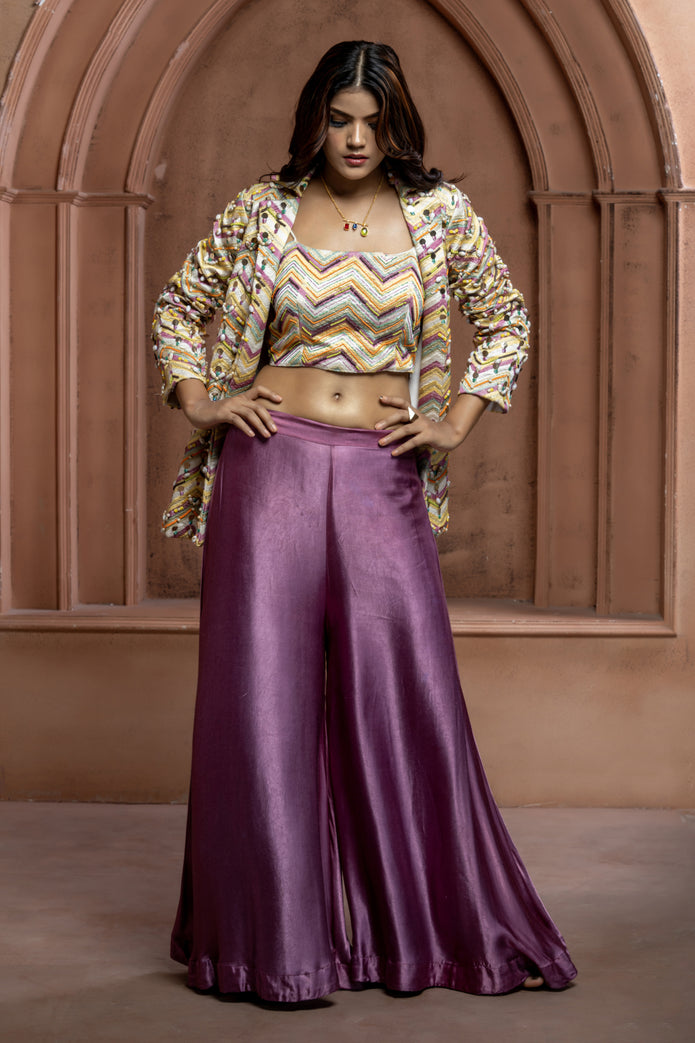 Embroidered Blazer Set