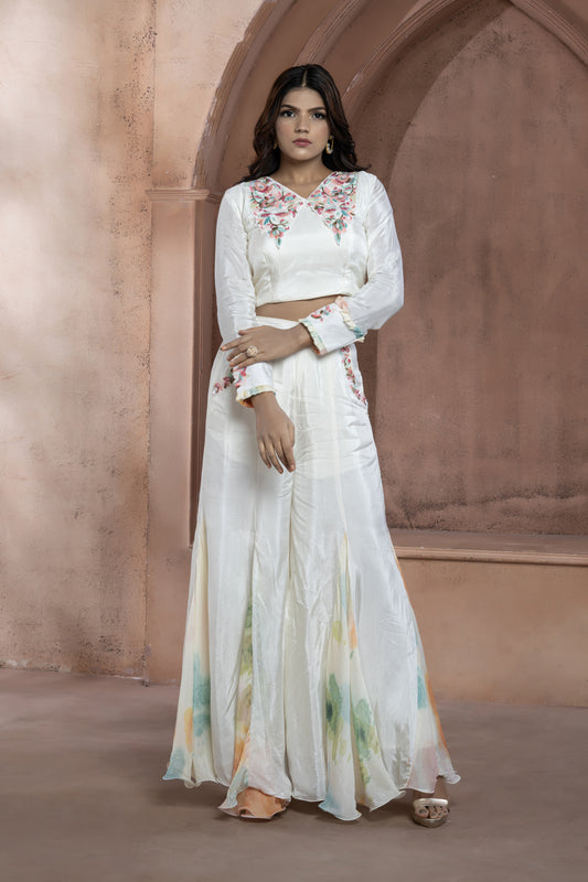 Ivory Flared  Palazzo Set