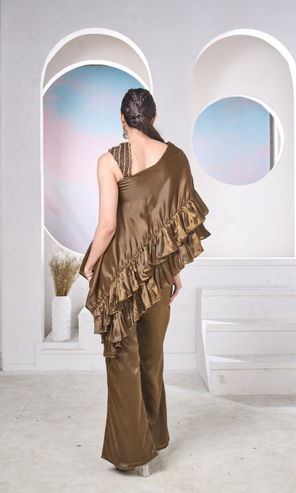 Bronze Luxe Draped Co-ord: Modern Festive Glam