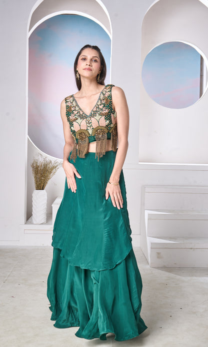 Emerald Green Lehenga Set