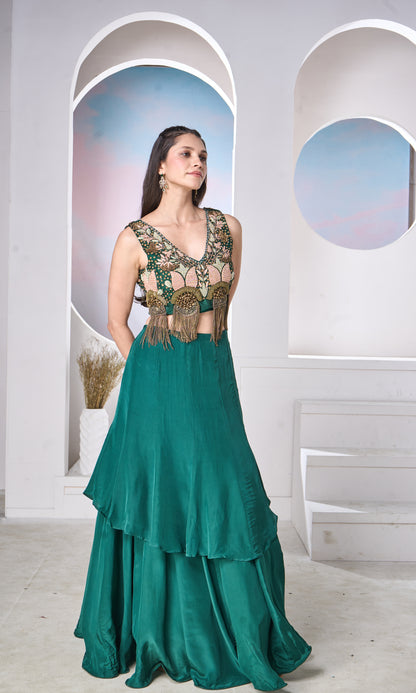 Emerald Green Lehenga Set