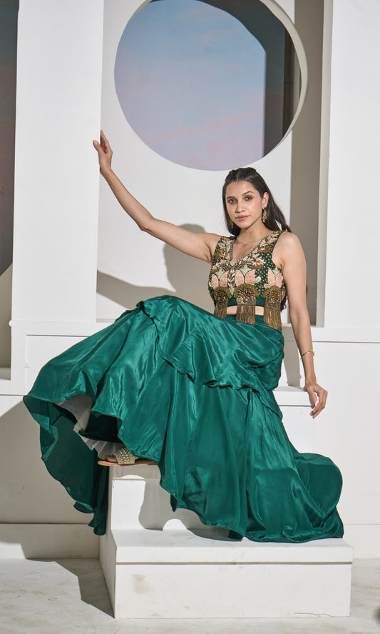 Emerald Green Lehenga Set