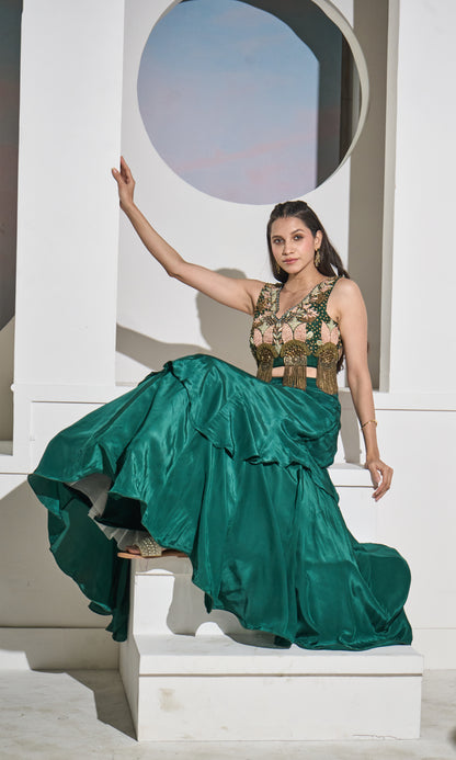 Emerald Green Lehenga Set