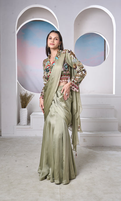 Sage Sari, Statement Blouse