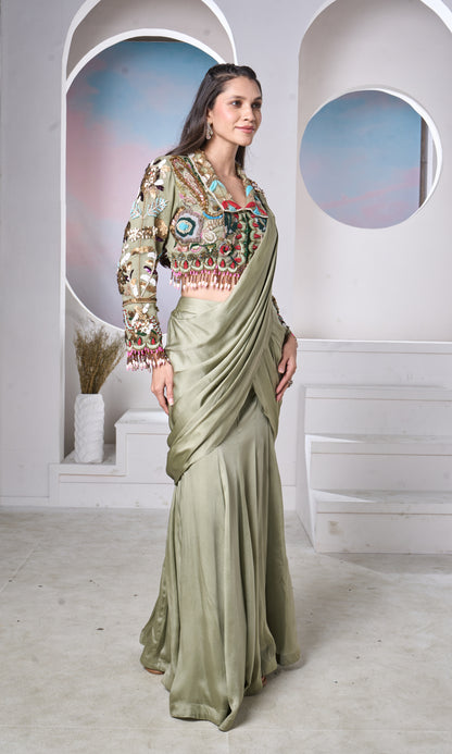 Sage Sari, Statement Blouse