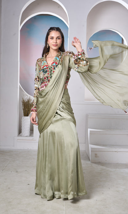 Sage Sari, Statement Blouse