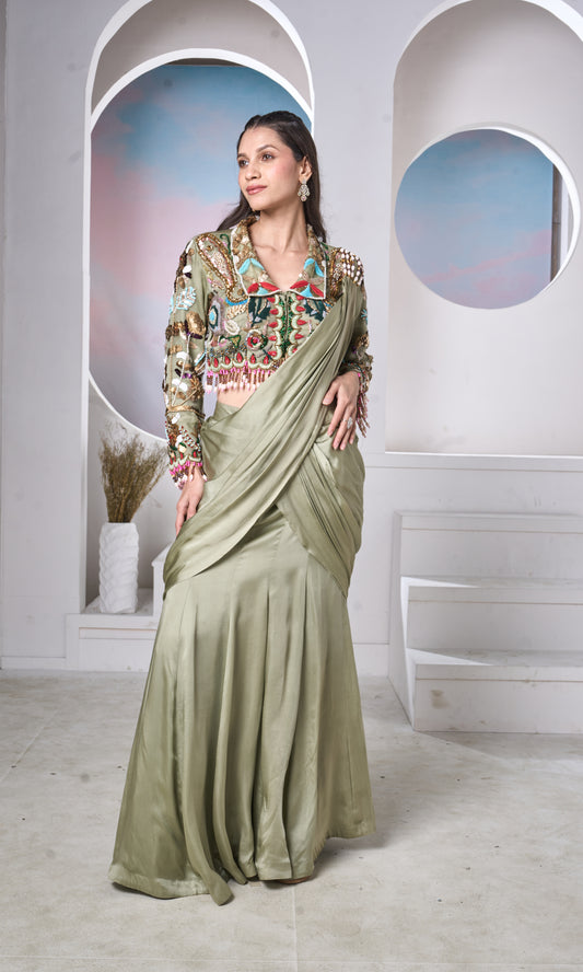 Sage Sari, Statement Blouse