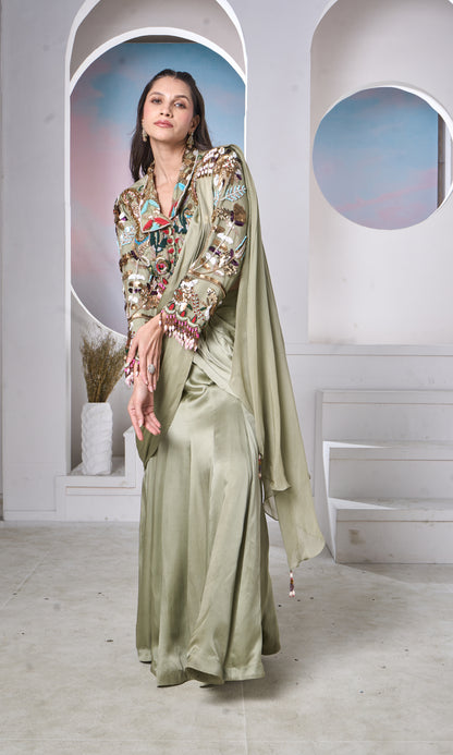 Sage Sari, Statement Blouse