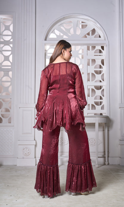 Maroon Shimmer Co-ord Set
