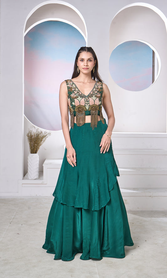 Emerald Green Lehenga Set