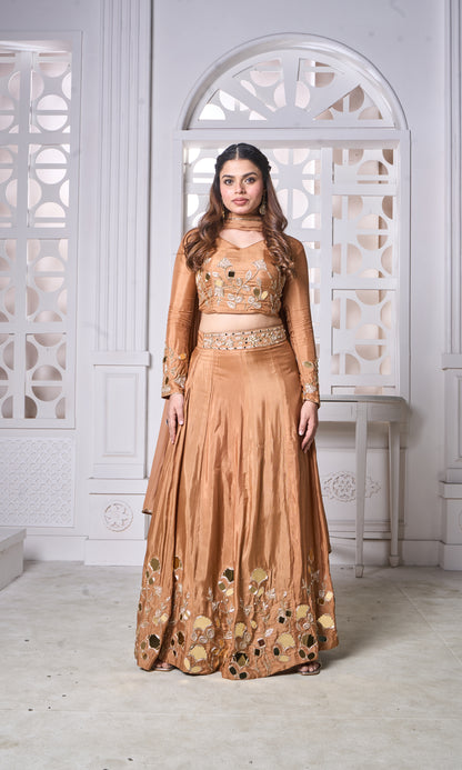 Rust Mirror Lehenga