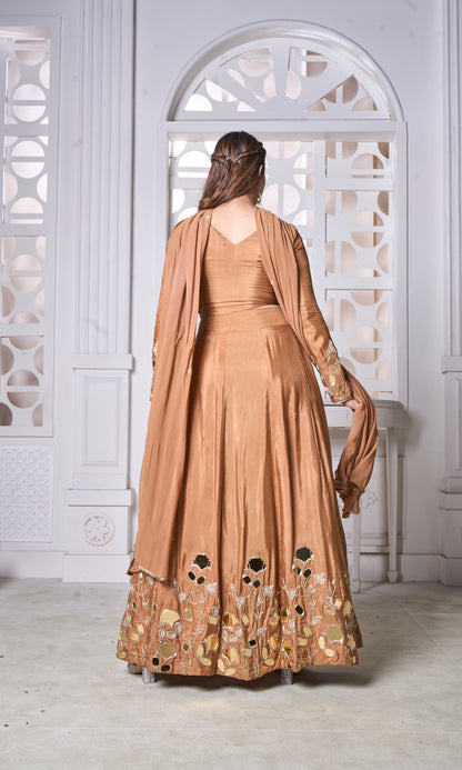 Rust Mirror Lehenga
