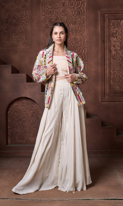 Embroidered Statement Blazer Set