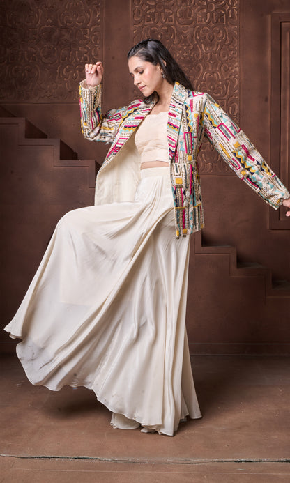 Embroidered Statement Blazer Set