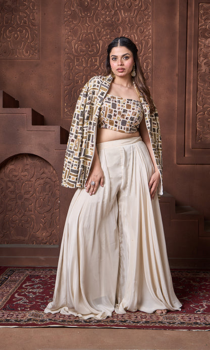 Geometric Ivory Blazer Set