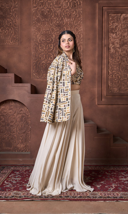 Geometric Ivory Blazer Set