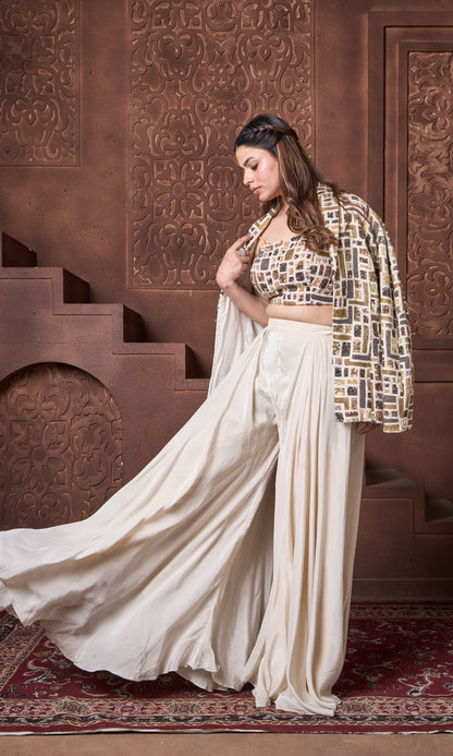 Geometric Ivory Blazer Set