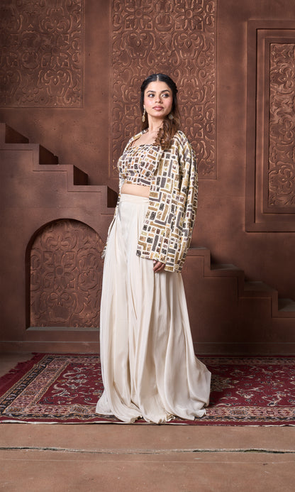Geometric Ivory Blazer Set