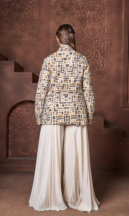 Geometric Ivory Blazer Set